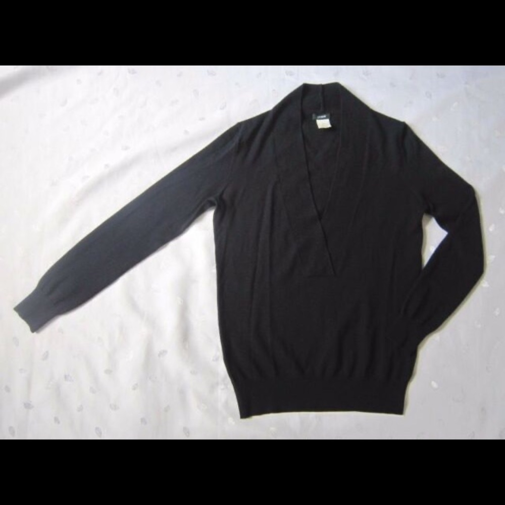 J. Crew Shawl Neck Merino Wool Sweater Navy XS